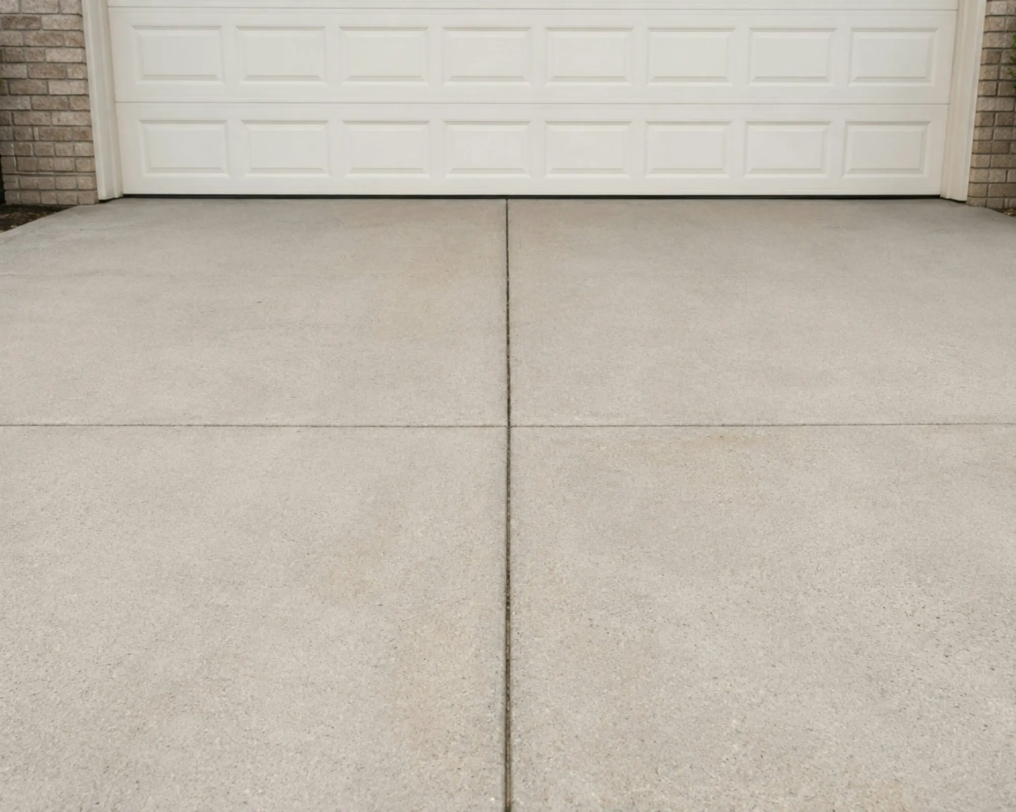 White garage door above a clean concrete driveway